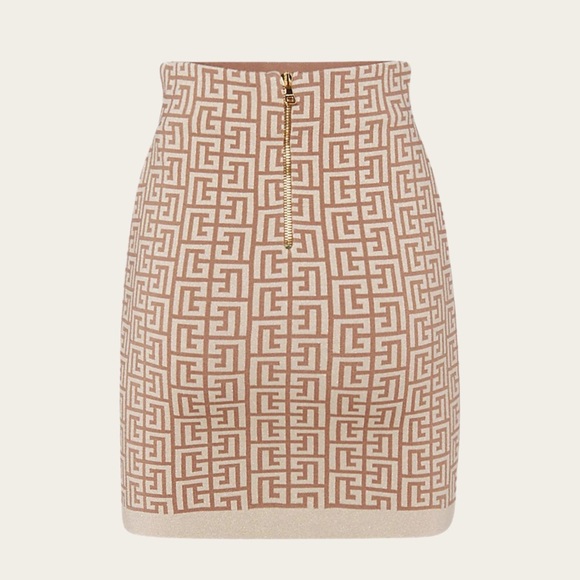 Balmain Monogram Jacquard Knit Mini Skirt size 38 NWOT - Picture 3 of 11